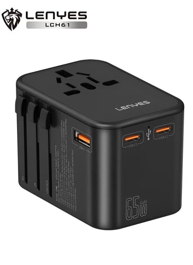 Lenyes Universal Travel Adapter GaN 65W Fast Charging Multifunctional USB Adapter LCH61