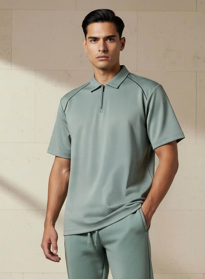 Love Pangolin Love Pangolin Men Half Zip Polo T shirt
