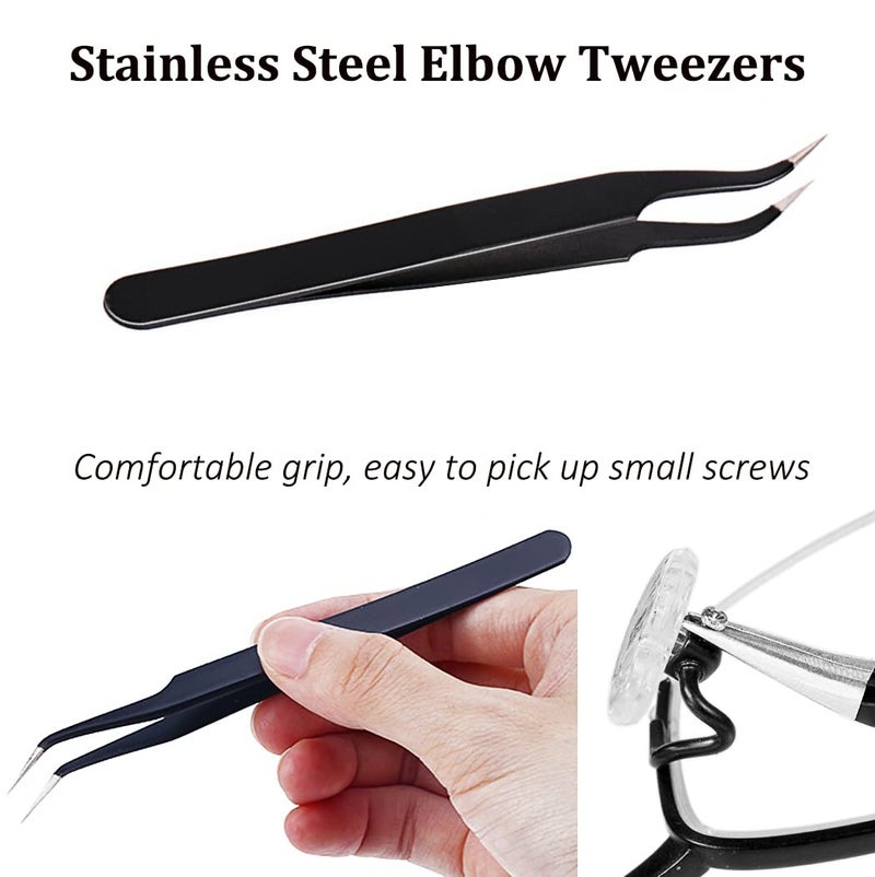 PTSLKHN Eyeglass Repair Kit, PTSLKHN Sunglasses Repair Tool Kit with Eyeglass Screws, Precision Screwdriver Set, Tweezer and Nose Pads for Glasses and Watch Repair, Nose Pad Replacement - Image 5