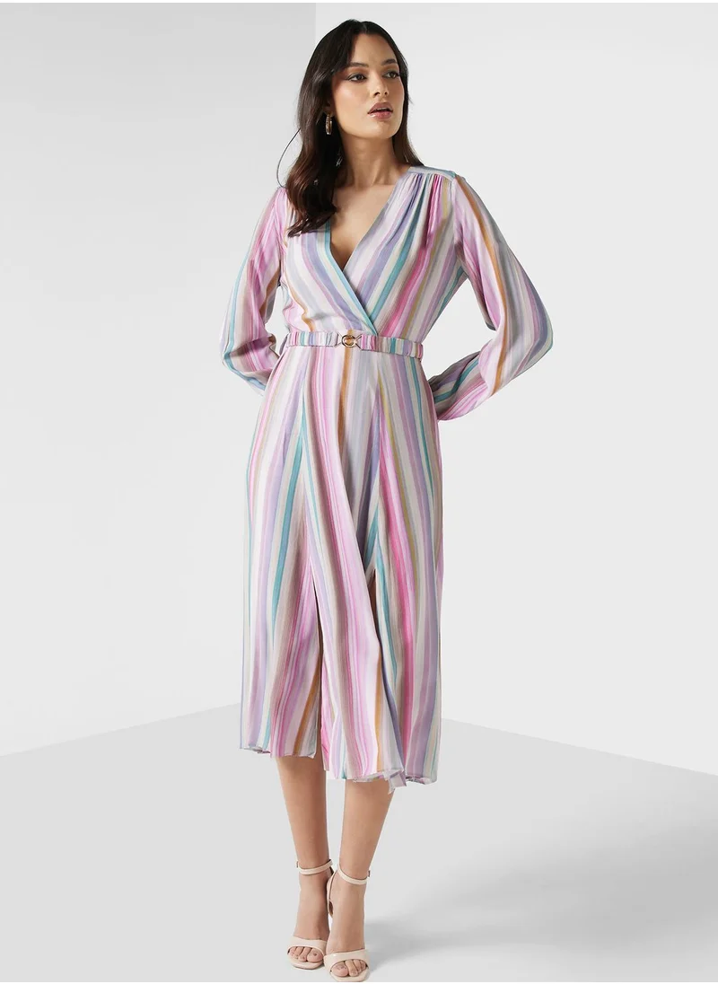 Closet London Surplice Neck Belted Dress