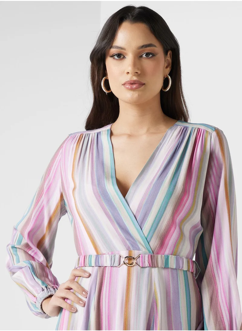 Closet London Surplice Neck Belted Dress
