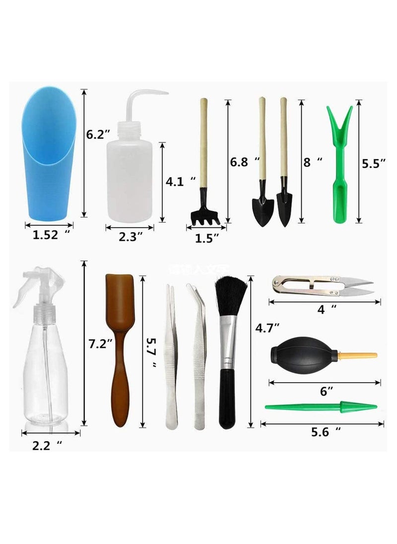 SYOSI 14 Pieces Gardening Tool Set Hand Rake For Gardening Bonsai Set Succulent Garden Hand Tools  - Image 2