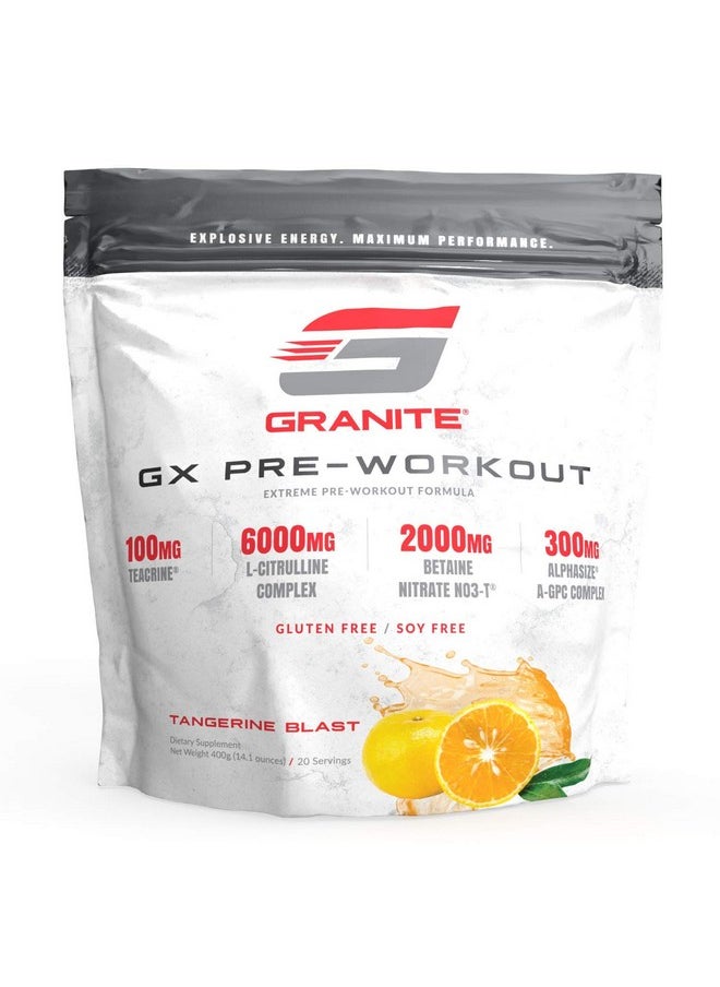 Granite Supplements - Granite® GX Pre-Workout Supplement (Tangerine) Advanced Formula for Pump, Focus, Energy, Performance | Citrulline, Taurine, Lions Mane, Tyrosine, Teacrine, Betaine, Carnosyn, Creatine | Vegan, USA - Image 1
