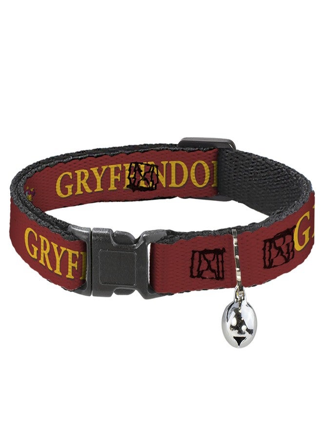Buckle Down Harry Potter Breakaway Cat Collar with Bell, Plastic Clip, Easy Adjustable, Harry Potter Gryffindor Crest Black Red, 8.5 to 12 Inches 0.5 Inch Wide - Image 1