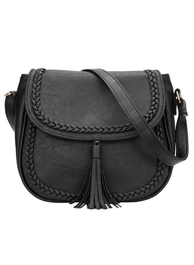kkxiu Casual Flap Saddle Crossbody Bags For Women Purses And Handbags With Tassel (Zblack) - Image 1