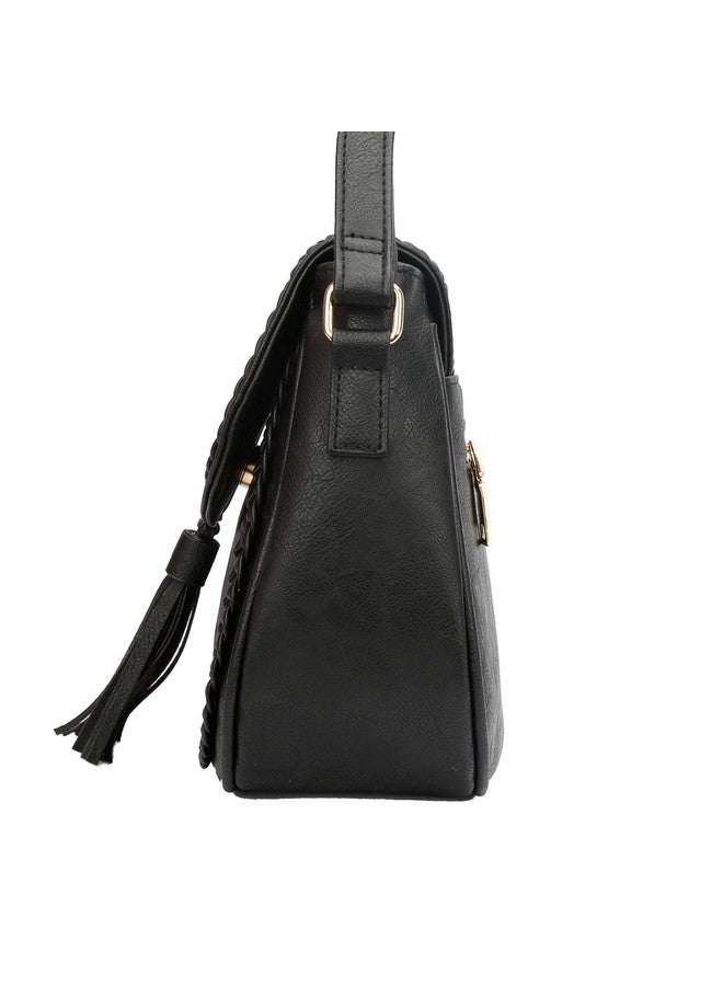 kkxiu Casual Flap Saddle Crossbody Bags For Women Purses And Handbags With Tassel (Zblack) - Image 3
