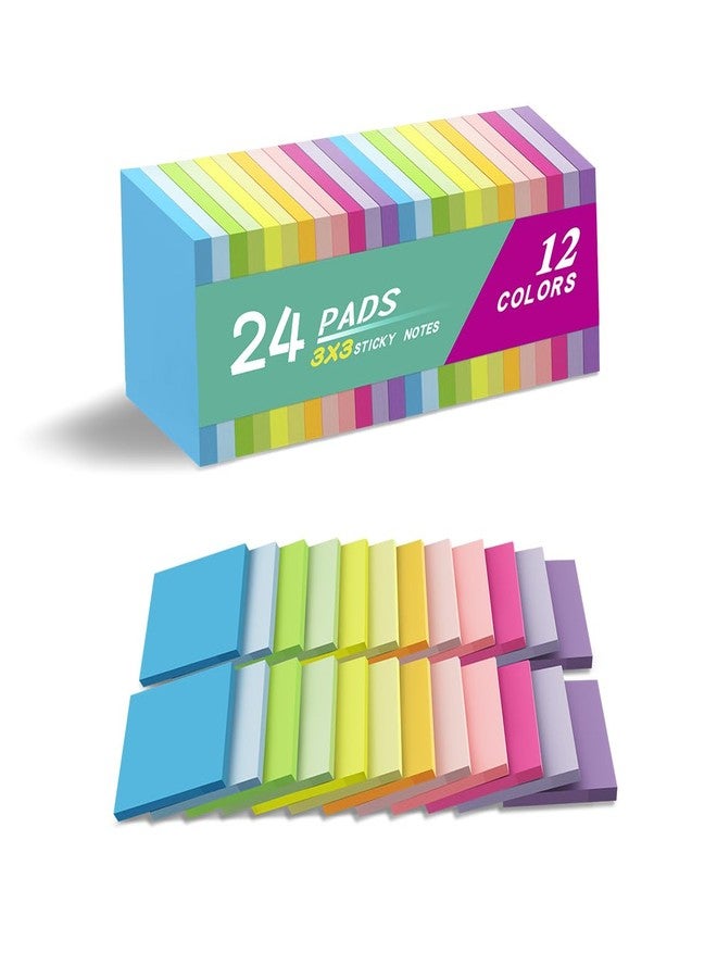 Vanpad Sticky Notes 3x3 Inches,Bright Colors Self-Stick Pads, Easy to Stick for Home, Office, Notebook (24) - Image 1