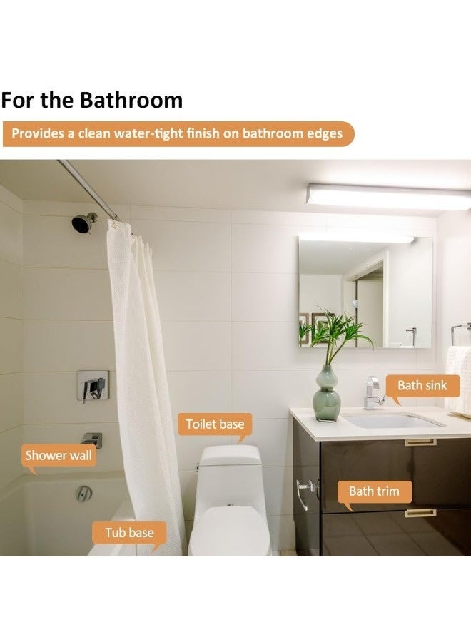 3.2ft White Self Adhesive Waterproof Caulk Tape Peel and Stick Caulking Strip for Bathroom Floor Tile Wallpaper Toilet Tub Shower Wall Trim DIY Project Renter Friendly Quick Easy Install - Image 2