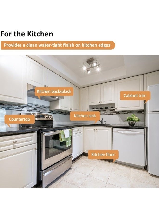 3.2ft White Self Adhesive Waterproof Caulk Tape Peel and Stick Caulking Strip for Bathroom Floor Tile Wallpaper Toilet Tub Shower Wall Trim DIY Project Renter Friendly Quick Easy Install - Image 3