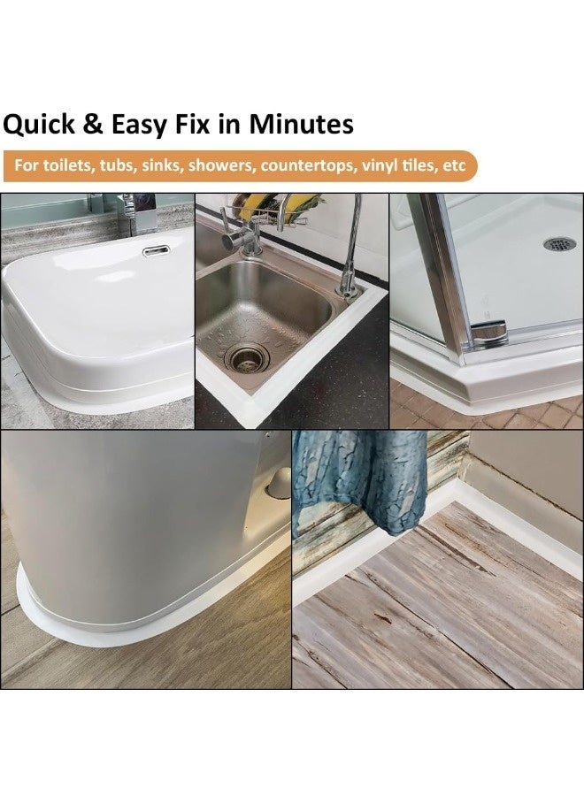 3.2ft White Self Adhesive Waterproof Caulk Tape Peel and Stick Caulking Strip for Bathroom Floor Tile Wallpaper Toilet Tub Shower Wall Trim DIY Project Renter Friendly Quick Easy Install - Image 5