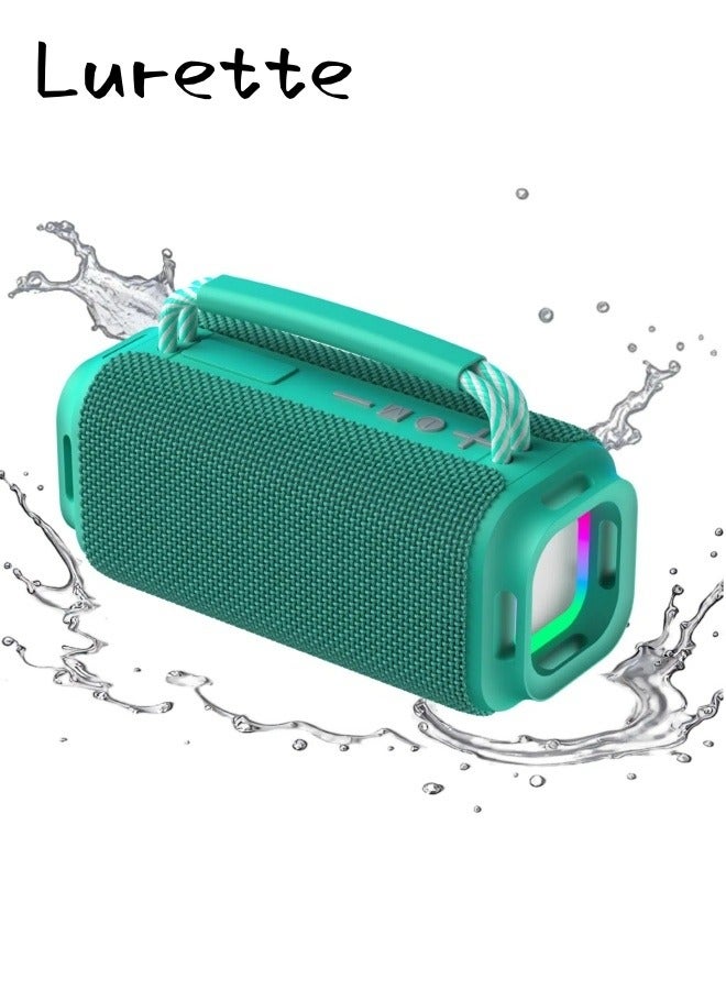 Portable Wireless Bluetooth Speaker with HD Sound, Bluetooth 5.4, 15W Dual Speaker, 16H Playtime, IPX7 Waterproof and Drop-Proof, TWS Pairing, for Outdoor/Home/Party/Beach (Square) - Green - Image 1