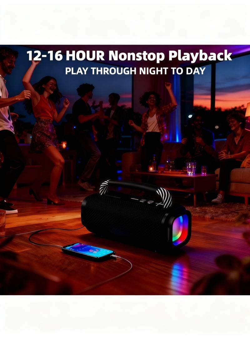 Portable Wireless Bluetooth Speaker with HD Sound, Bluetooth 5.4, 15W Dual Speaker, 16H Playtime, IPX7 Waterproof and Drop-Proof, TWS Pairing, for Outdoor/Home/Party/Beach (Square) - Green - Image 4