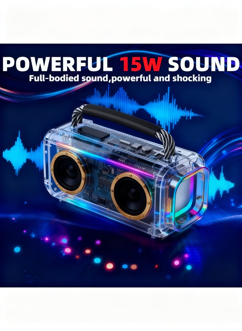 Portable Wireless Bluetooth Speaker with HD Sound, Bluetooth 5.4, 15W Dual Speaker, 16H Playtime, IPX7 Waterproof and Drop-Proof, TWS Pairing, for Outdoor/Home/Party/Beach (Square) - Green - Image 3