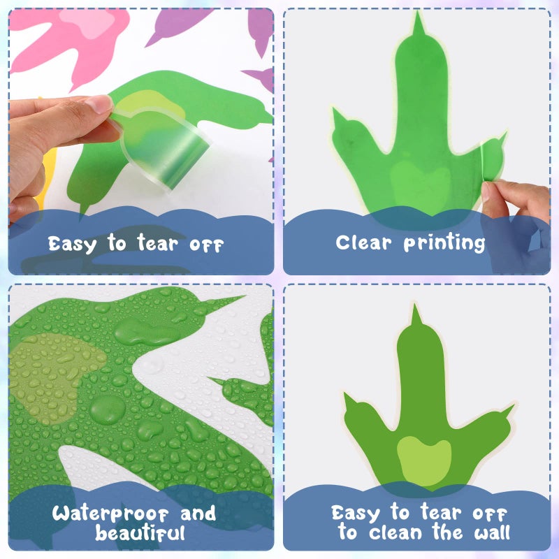 Fumete 48 Pcs Dinosaur Footprint Stickers Wall Decals for Floor Removable Dinosaur Feet Decor for Bedroom Bathroom Room Decor Nursery Birthday Party - Image 4