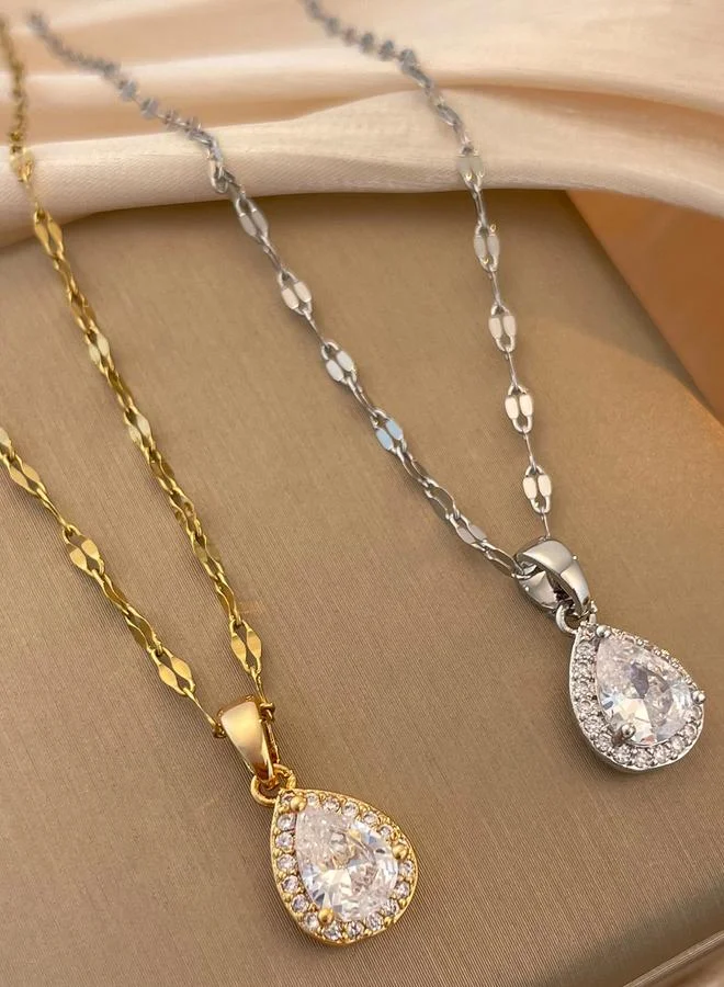 Take Two Take Two Waterdrop Embellished Drop Necklace