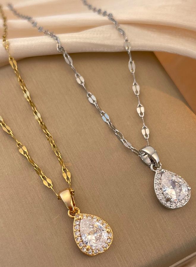 Take Two Waterdrop Embellished Drop Necklace - Image 2