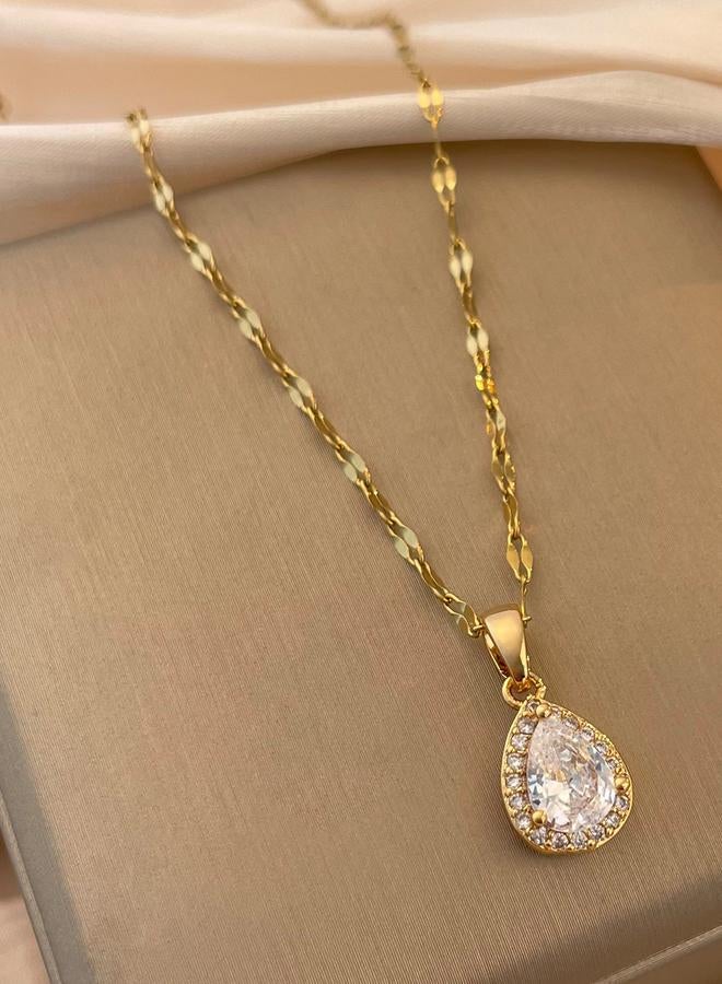 Take Two Waterdrop Embellished Drop Necklace - Image 1