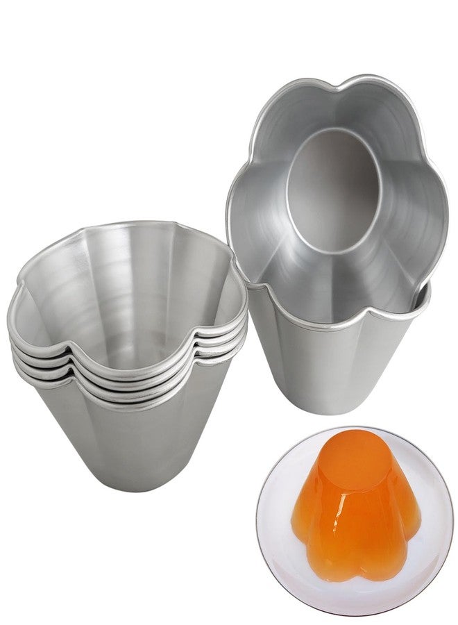 Heluok 6 Pcs Fluted Pudding Pan, Aluminum Egg Tart Mold Baking Tool, Individual Flan Molds, Reusable Miffin Cups for Tartlets, Quiches, Popover, Jello, Cakes - Image 1