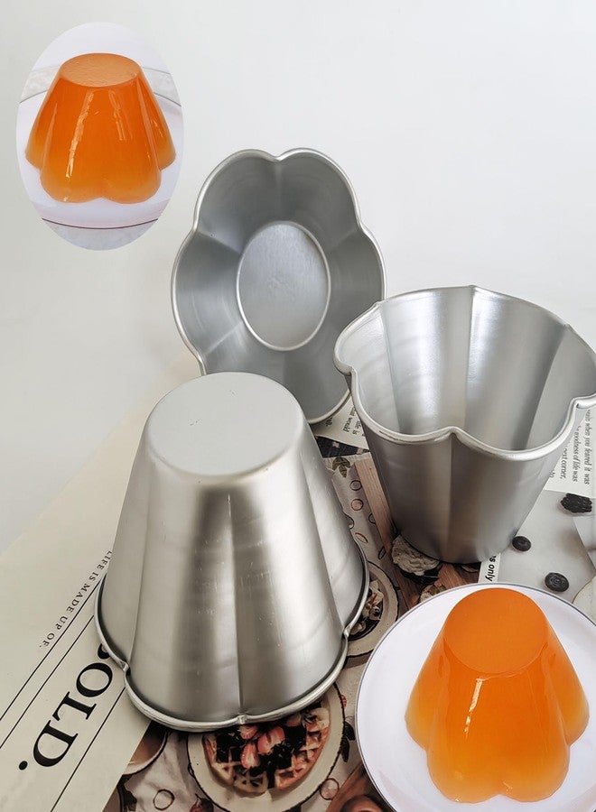 Heluok 6 Pcs Fluted Pudding Pan, Aluminum Egg Tart Mold Baking Tool, Individual Flan Molds, Reusable Miffin Cups for Tartlets, Quiches, Popover, Jello, Cakes - Image 3