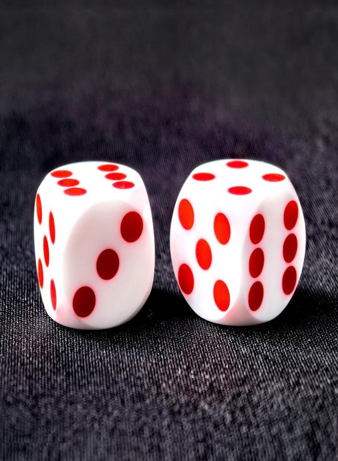 Bescon Professional Precision Dice Round Corner 9/16" (14.3mm) with Colorful Dots, Colored Dots Precision Backgammon Dice 14.3MM (White Dice with red dots) - Image 2