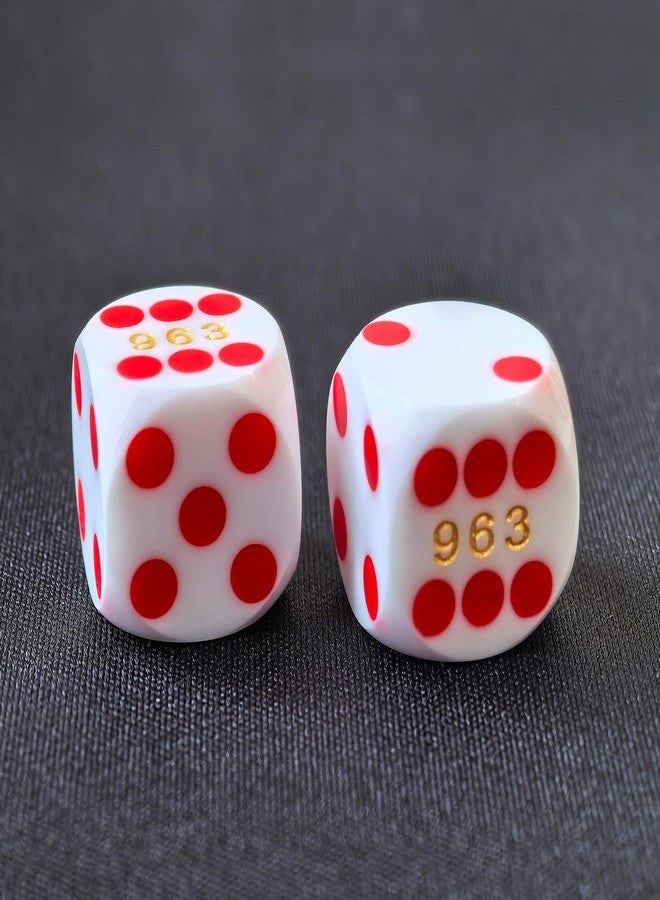 Bescon Professional Precision Dice Round Corner 9/16" (14.3mm) with Colorful Dots, Colored Dots Precision Backgammon Dice 14.3MM (White Dice with red dots) - Image 1