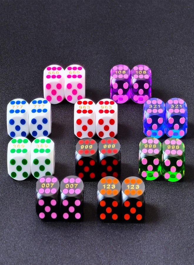 Bescon Professional Precision Dice Round Corner 9/16" (14.3mm) with Colorful Dots, Colored Dots Precision Backgammon Dice 14.3MM (White Dice with red dots) - Image 3