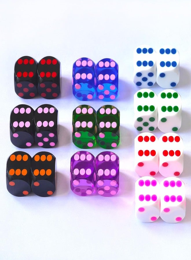 Bescon Professional Precision Dice Round Corner 9/16" (14.3mm) with Colorful Dots, Colored Dots Precision Backgammon Dice 14.3MM (White Dice with red dots) - Image 5