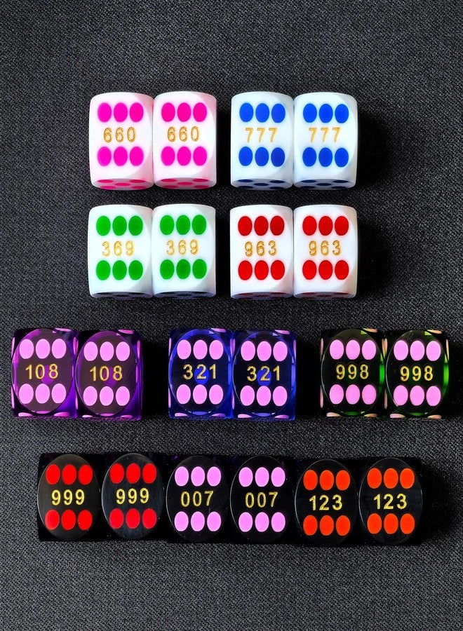 Bescon Professional Precision Dice Round Corner 9/16" (14.3mm) with Colorful Dots, Colored Dots Precision Backgammon Dice 14.3MM (White Dice with red dots) - Image 4