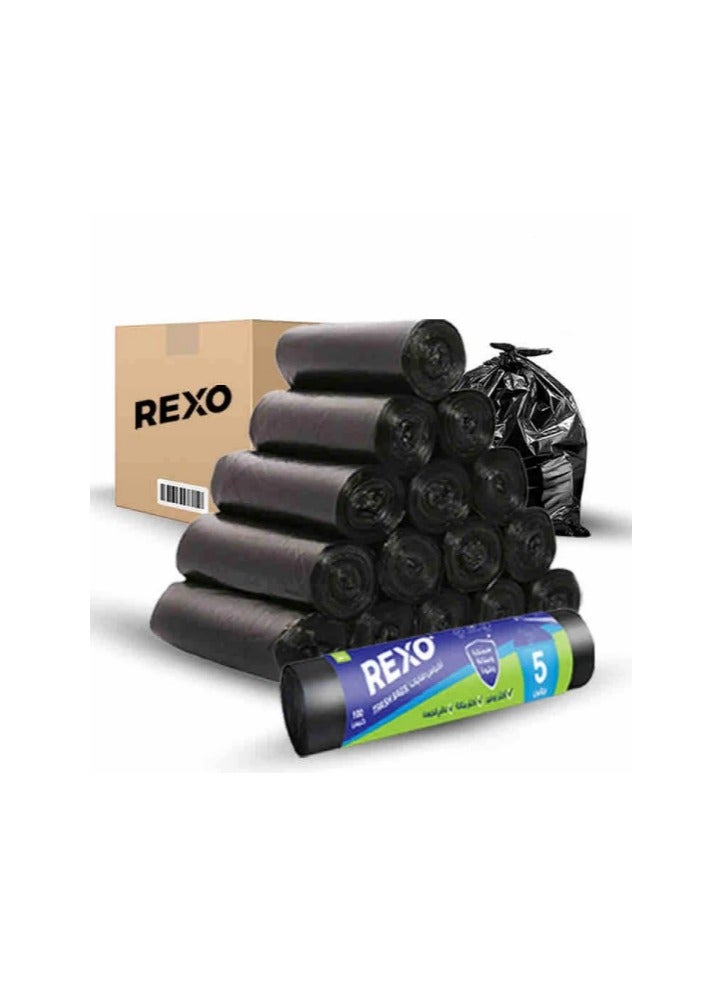 REXO 5 Gallon Roll Trash Bag Carton - Carton Contains 10 Ties - Image 1
