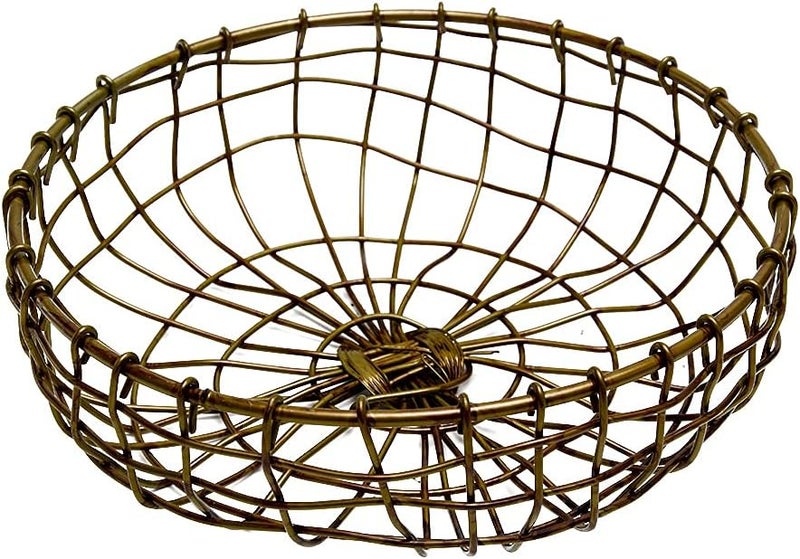 Hinmay Retro Iron Fruit Basket Handcrafted Rustic Farmhouse Wire Fruit Bowls Vintage Style Countertop Basket Bread Snack Vegetable Storage Basket for Kitchen Table Dining Decoration - Image 1