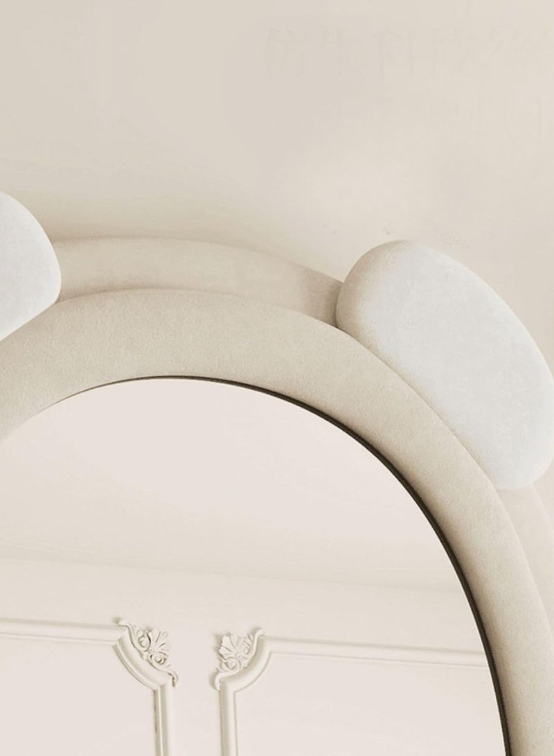ديكور هيلز مرآة كاملة الطول، 75 × 177 سم، تصميم على شكل دب، إطار مخملي، مرآة مثبتة على الحائط، لمسة ديكورية لغرفة المعيشة، غرفة النوم، المدخل، مرآة ديكور منزلي عصري وجمالي - أبيض عاجي - Image 4