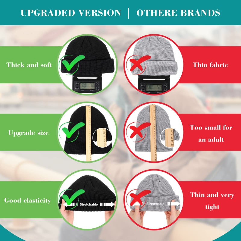 SATINIOR Winter Trawler Beanie Watch Hat Bigger Fisherman Beanie Cap for Women Men Thicker Knit Cuff Roll up Edge Skullcap - Image 4