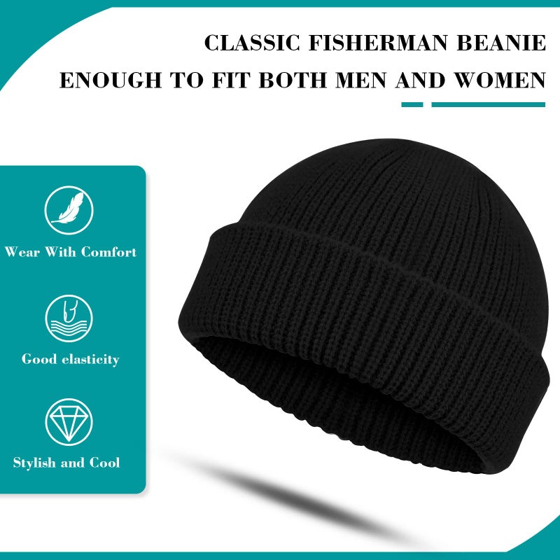 SATINIOR Winter Trawler Beanie Watch Hat Bigger Fisherman Beanie Cap for Women Men Thicker Knit Cuff Roll up Edge Skullcap - Image 3