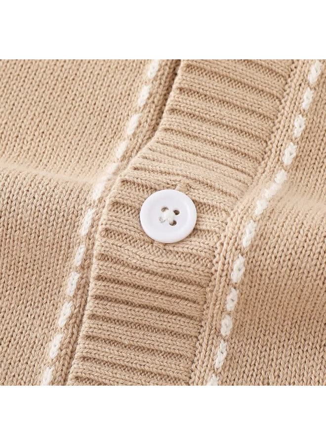 Yeehoo Children's Knitted Sweater Spring And Autumn Casual Boys' College Style Cardigan Warm Outerwear For Older Kids - Image 4