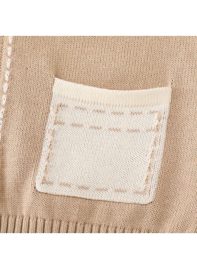 Yeehoo Children's Knitted Sweater Spring And Autumn Casual Boys' College Style Cardigan Warm Outerwear For Older Kids - Image 3