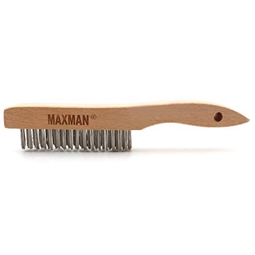 MAXMAN Wire Brush, Heavy Duty Stainless Steel Wire Brushes for Cleaning Rust, Grill Brush, Steel Brush for Paint Removal, Welding, Stiff Bristle Metal Brush with 10" Long Beech Handle, Large, 2Pcs - Image 4