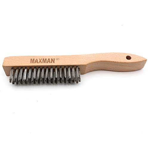 MAXMAN Wire Brush, Heavy Duty Stainless Steel Wire Brushes for Cleaning Rust, Grill Brush, Steel Brush for Paint Removal, Welding, Stiff Bristle Metal Brush with 10" Long Beech Handle, Large, 2Pcs - Image 5