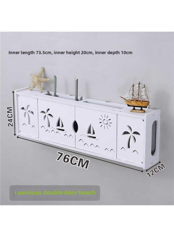 Wifi Router Storage Box Collector Network Box Shelf Box Shelf Broadband Cat Decoration Fit Rack External Wall Hanging-Color:E28-luxury Double Door Beach