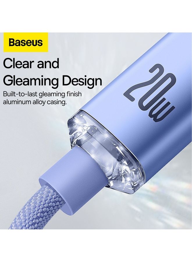 بيسوس كابل USB Type C إلى Lightning من Crystal Shine Series (1.2 متر)، شحن سريع 20 وات بتقنية PD لتوصيل الطاقة لهاتف Apple iPhone 14 Pro Max و14 و13 و12 و11 وPro وMax وMini وSE وiPad وAirPods والمزيد - Image 3