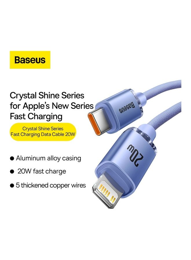 بيسوس كابل USB Type C إلى Lightning من Crystal Shine Series (1.2 متر)، شحن سريع 20 وات بتقنية PD لتوصيل الطاقة لهاتف Apple iPhone 14 Pro Max و14 و13 و12 و11 وPro وMax وMini وSE وiPad وAirPods والمزيد - Image 2