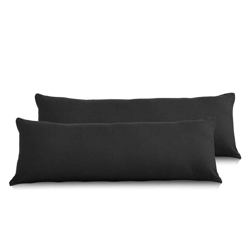 EVOLIVE Soft Brushed Microfiber Body Pillow Cover 21''x54'', Pack of 2, Black, Zipper Closure - Image 2