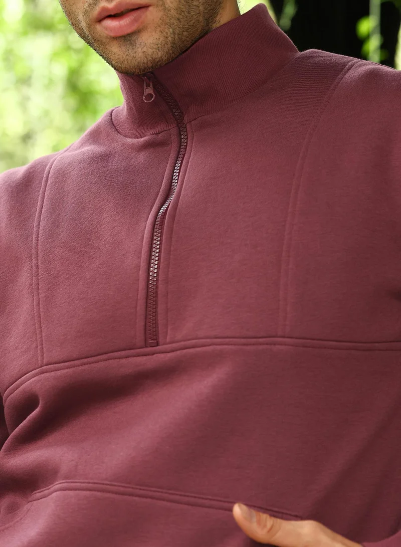 CAHOOT Red Men's Brick Red Panel-Stitch Knit Sweatshirt for Men | Best Price UAE