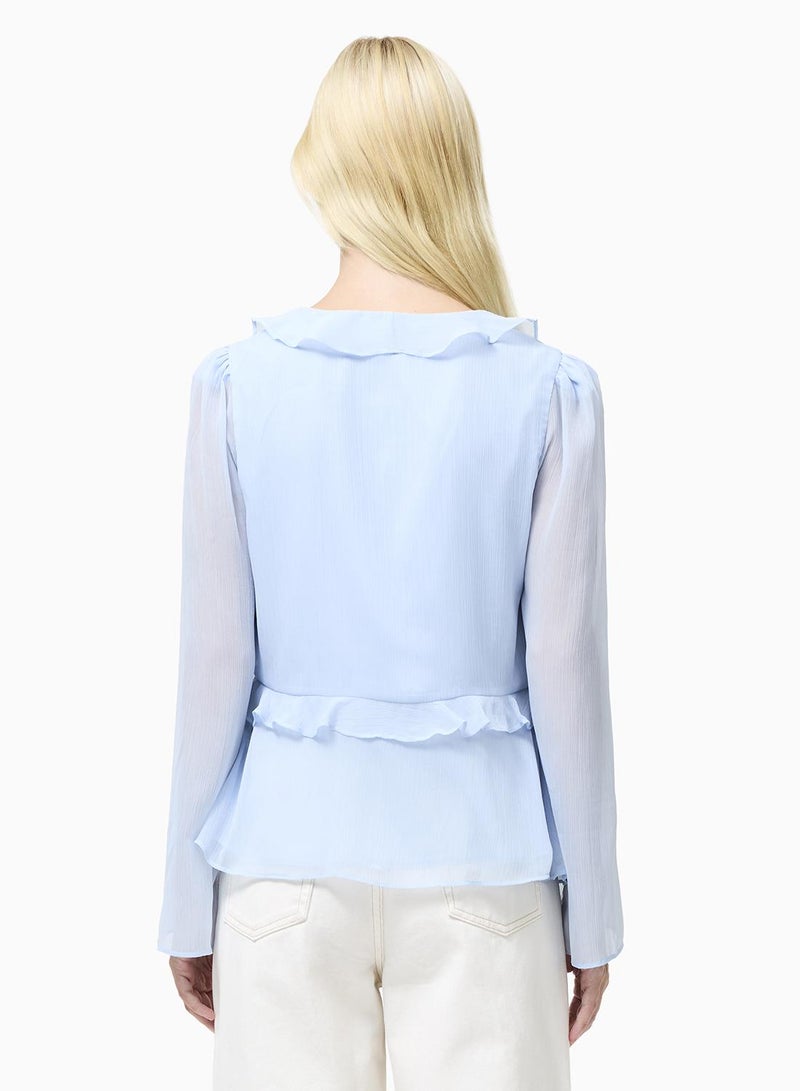 فرنش كونكشن بلوزة إيمينا شيفون بكشكشة ورباط - Image 2