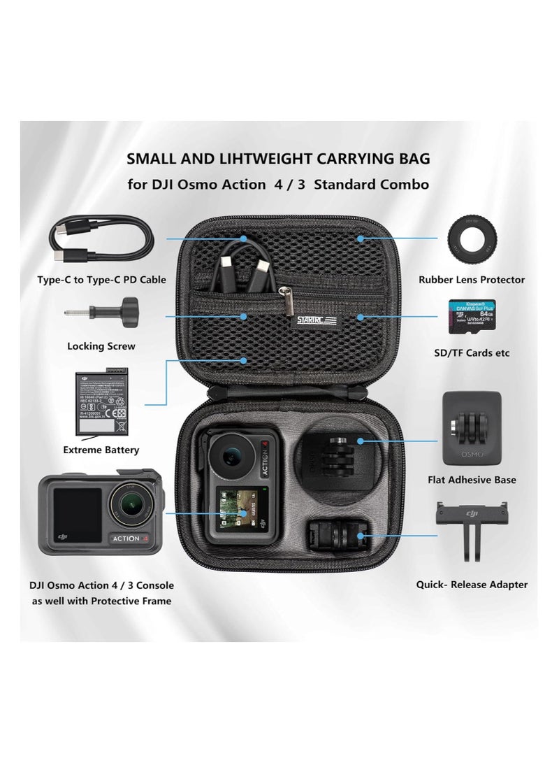 عام حقيبة حمل كاميرا DJI Osmo Action 4 / Action 3 القياسية كومبو DJI Osmo 4 / Action 3 القياسية حقيبة حمل الكاميرا الكومبو من جلد البولي يوريثان للسفر والتخزين متوافقة مع ملحقات DJI Osmo Action 4 / Acti - Image 2