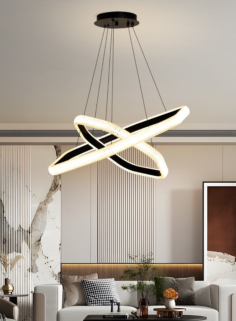 YATAI LIGHTING Modern LED Chandelier with 3-Dimmable Colors and Switch Control - Adjustable Height Dimmable Chandelier Light for Living Room, Dining Room, Bedroom, and Kitchen Island - Hexagon Shape, Black  - Image 5