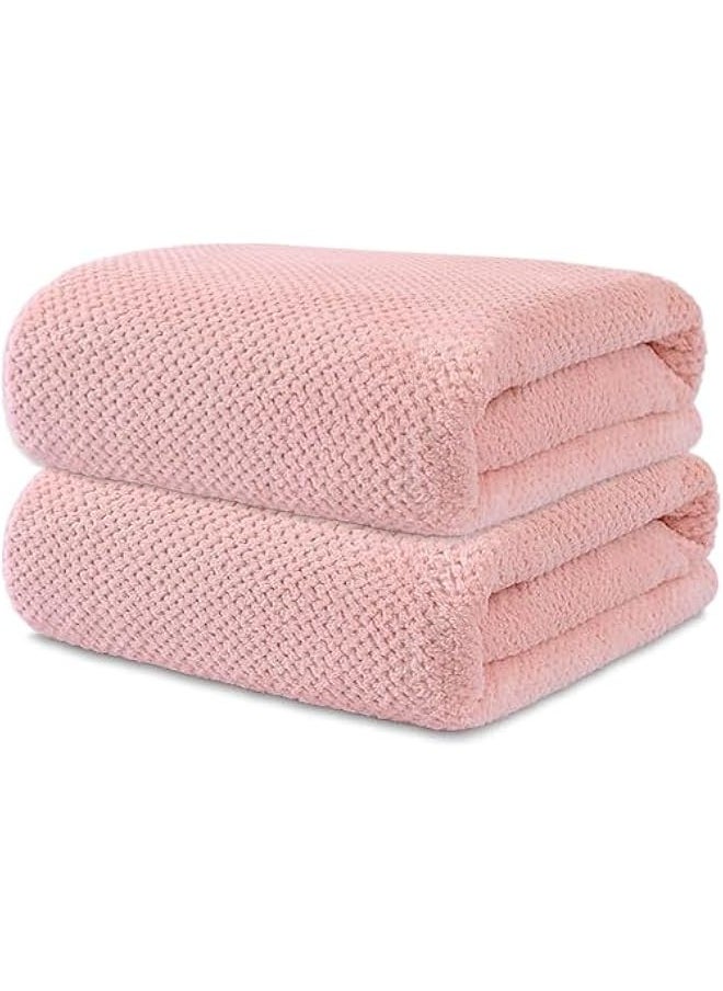 TRASSLE Microfiber Bath Towel Set Pack of 2, Coral Velvet 90 * 175cm Large Size - Light Thin Quick Drying Highly Absorbent Bath Towel for Bath, Fitness, Yoga, Travel, Sport and Shower  - Image 1