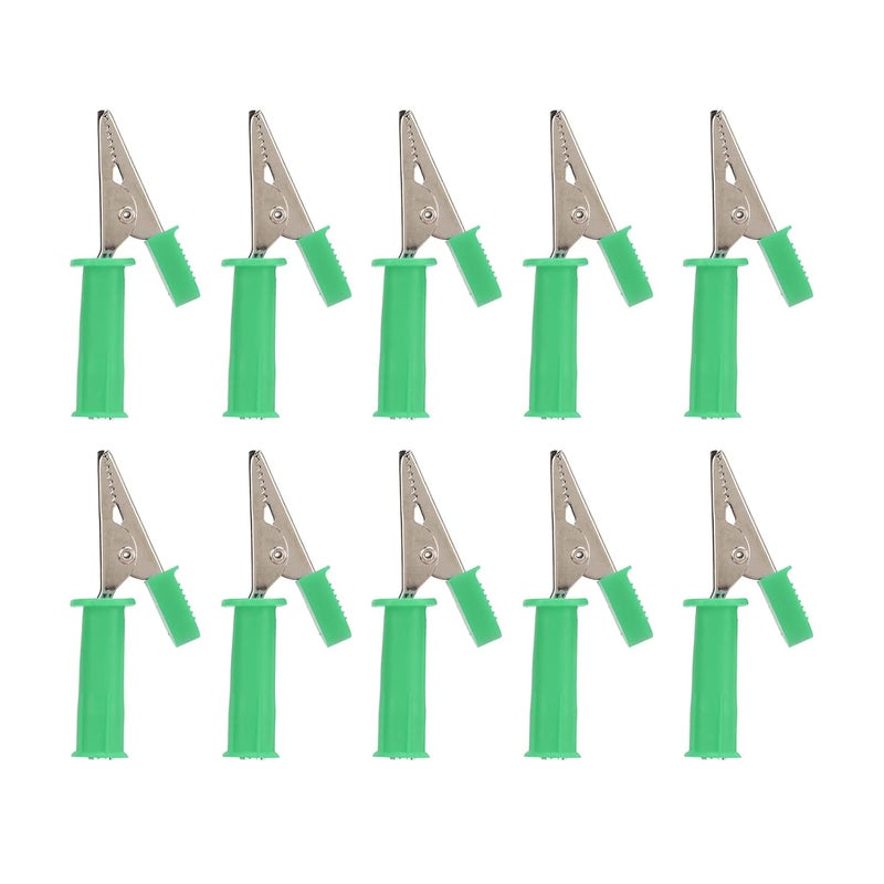 مشبك تمساح معزول أخضر محطة اختبار 10 قطع نحاس PVC فتحة 5 مم مقبس 4 مم لشحن بطارية السيارة اختبار تجريبي - Image 1