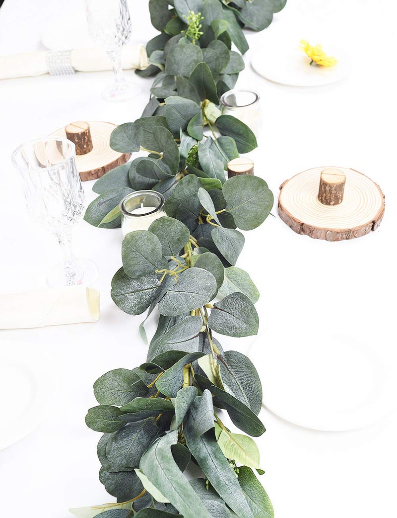 DearHouse 6.2 Feet Eucalyptus Garland Artificial Silk Eucalyptus Leaves Vines Handmade Garland Greenery Wedding Home Backdrop Arch Wall Decor - Image 5