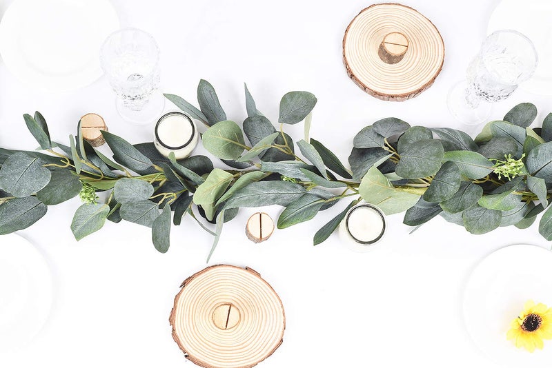 DearHouse 6.2 Feet Eucalyptus Garland Artificial Silk Eucalyptus Leaves Vines Handmade Garland Greenery Wedding Home Backdrop Arch Wall Decor - Image 2