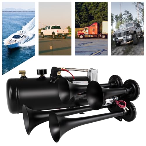 AOLIHAN 180db Air horn with 0.8 gallon Air Compressor, Super loud train horn kit with 150 PSI Air Tank for Truck, Jeep,Pickup,SUV (Black truck horn kit) - Image 4
